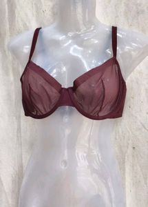 I. Sheer Burgundy Bra