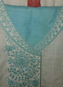 White and blue Cotton Kurta Set