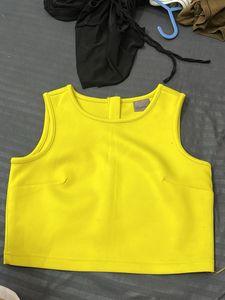 Bright Yellow Sleeveless Crop Top