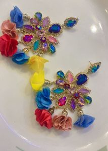 New Boho Floral Gemstone Statement Earrings
