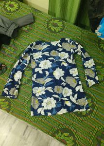 Navy Floral Long Sleeve Top