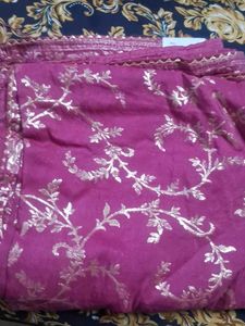 Elegant Pink Dress Material with Gold Print
