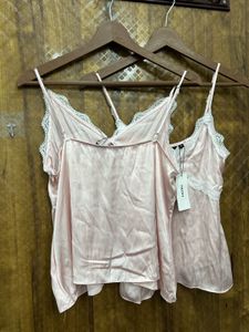 Pink Lace Trim Camisole Top