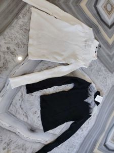 White Turtleneck Ribbed Mesh Top (pack of 2)