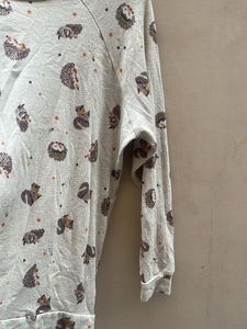 Cute Hedgehog Print Long Sleeve Top