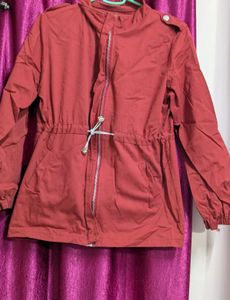Maroon Overcoat Windbreaker For Women