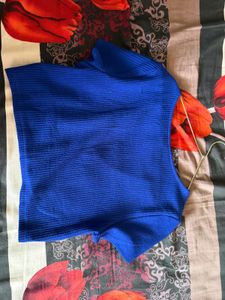 Blue Cropped Cardigan with Butterfly Clasp MEDIUM