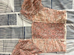 Floral Ruched Puff Sleeve Top