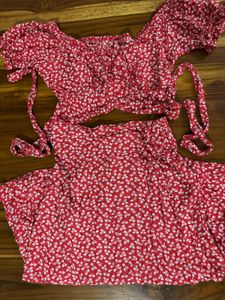 Co-ord set Red Floral Print