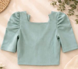 Mint Green Zip Front Crop Top