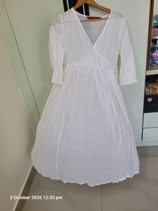 Elegant White Cotton Gown