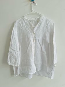Classic White Linen Button-Up Shirt