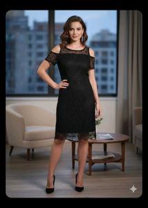Elegant Black Lace Cold Shoulder Dress