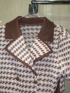 Vintage Inspired Brown &amp; White A-Line Dress