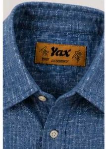 Men's Blue Textured Short Sleeve Shirt