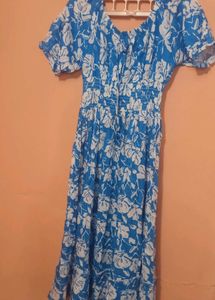 Blue Floral Smocked Top