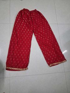 Red Kurta Set with Golden Print