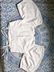 Chic White Ruched Crop Top