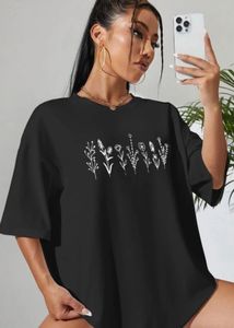 Black Floral Print Oversized T-Shirt