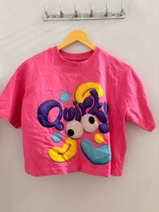 Pink Graphic Cropped T-Shirt