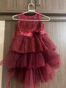 Girls' Burgundy Party Dress