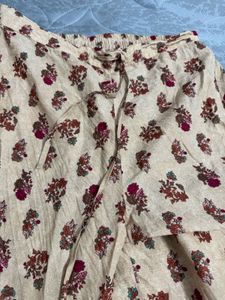 W- Beige Floral Print Kurta with Embellishment