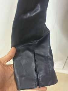 Black Faux Leather High/mid -Waist Pants