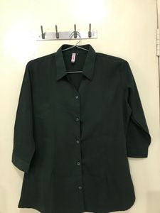 Dark Green Collared Button-Up Shirt