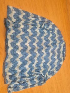 Blue Chevron Pattern Blouse