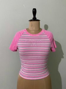 Cute Pink Striped Cropped Top