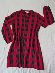 Red Plaid Dress/Long Top