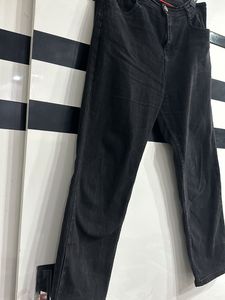 Washed Black Denim Straight Jeans For Women