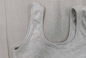 Gray Ribbed Crop Top