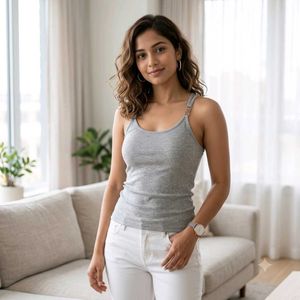 Stylish Grey Racerback Camisole Tank Top