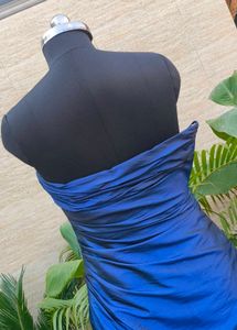 Elegant Strapless Blue Gown with Embellishments