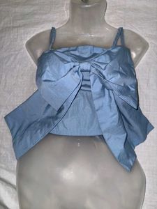 Cute Blue Bow Crop Top