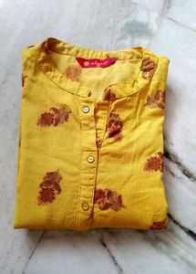 Yellow Printed Kurti
