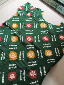 Green Bandhani Print kurti
