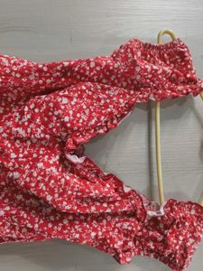 Red Floral Off-Shoulder Top