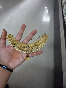 Antique Gold &amp; Royal Blue Choker Necklace Set with