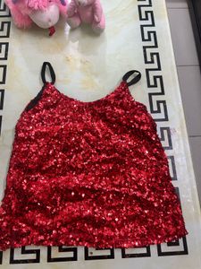 Red sequin party top
