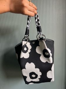 Black &amp; White Floral Tote Bag