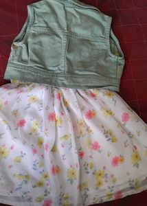 Floral Dress with Denim Vest for kids girl