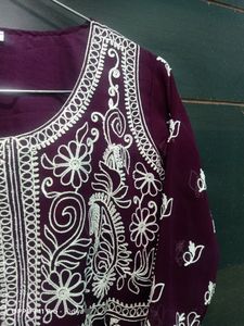 Embroidered Chikankari Georgette Anarkali Kurta
