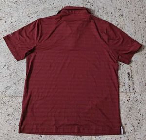 Men's Burgundy Striped Polo Shirt