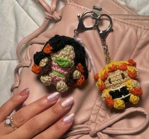 Nezuko and zenitsu crochet couple keychain