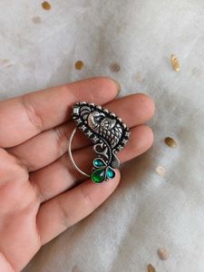 Brass maharashtrian clipon Peacock Nose Pin