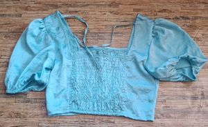 Cute Blue Puff Sleeve Top(Not Worn)