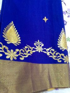 Royal Blue Saree with Gold Embroidery