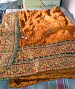 Elegant Yellow Embroidered Saree